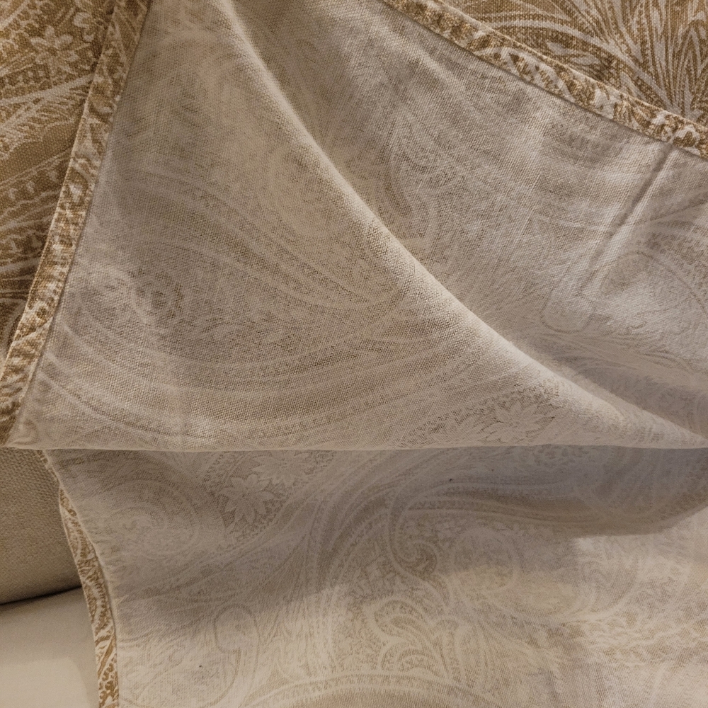 Beige Tablecloth Cotton Paisley Tone On Tone Cream Beige - Picture 4 of 7